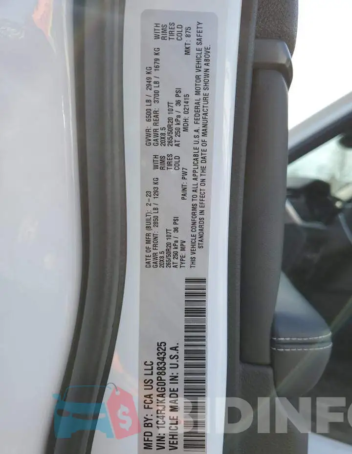 1C4RJKAG0P8834325 Photo# 13
