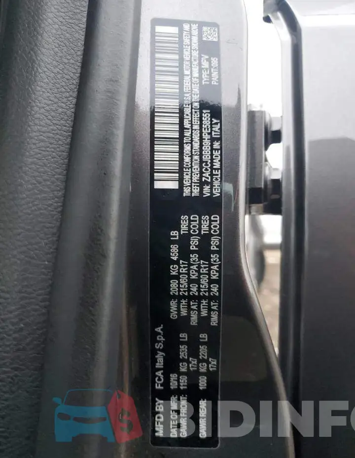 ZACCJBBB9HPE58551 Photo# 12