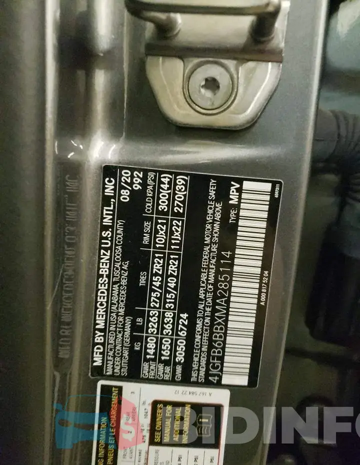 4JGFB6BBXMA285114 Photo# 14
