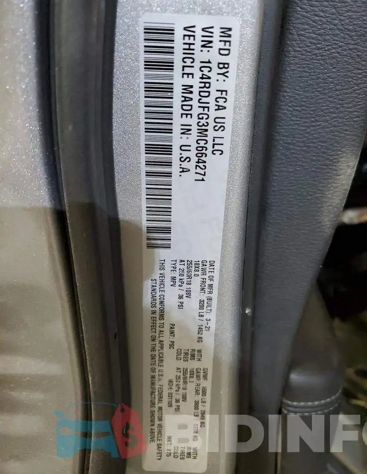 1C4RDJFG3MC664271 Photo# 12