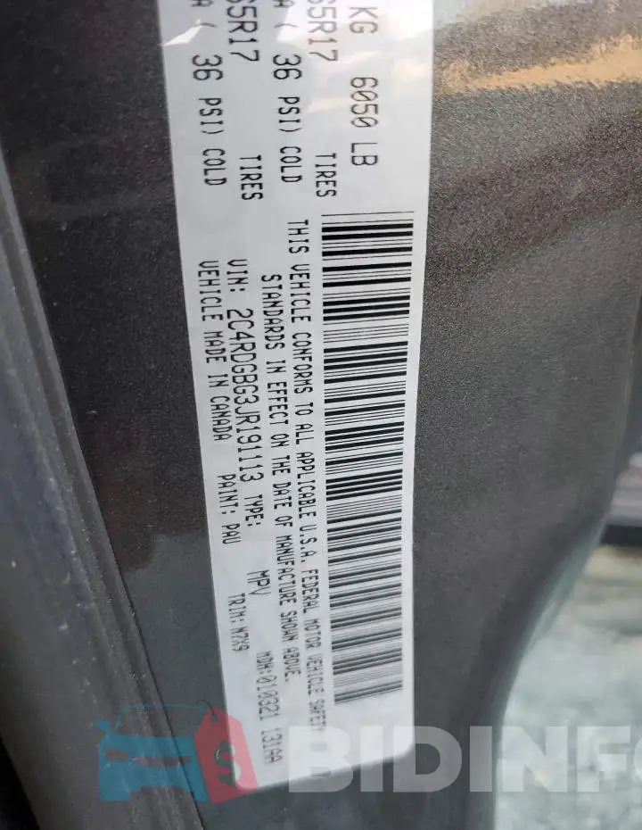 2C4RDGBG3JR191113 Photo# 14
