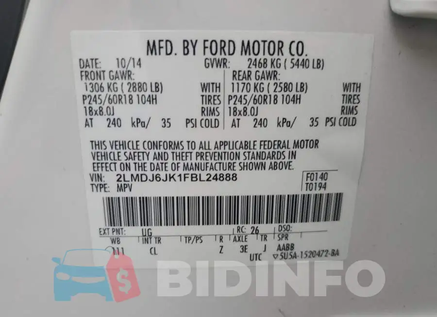 2LMDJ6JK1FBL24888 Photo# 14