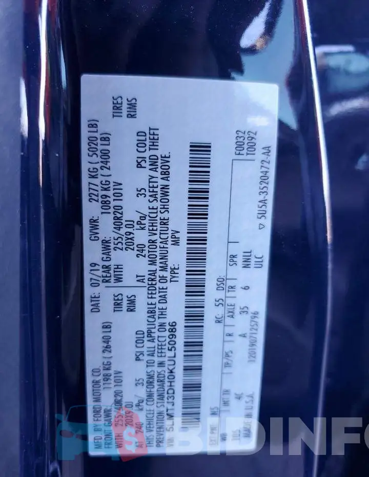 5LMTJ3DH0KUL50986 Photo# 12