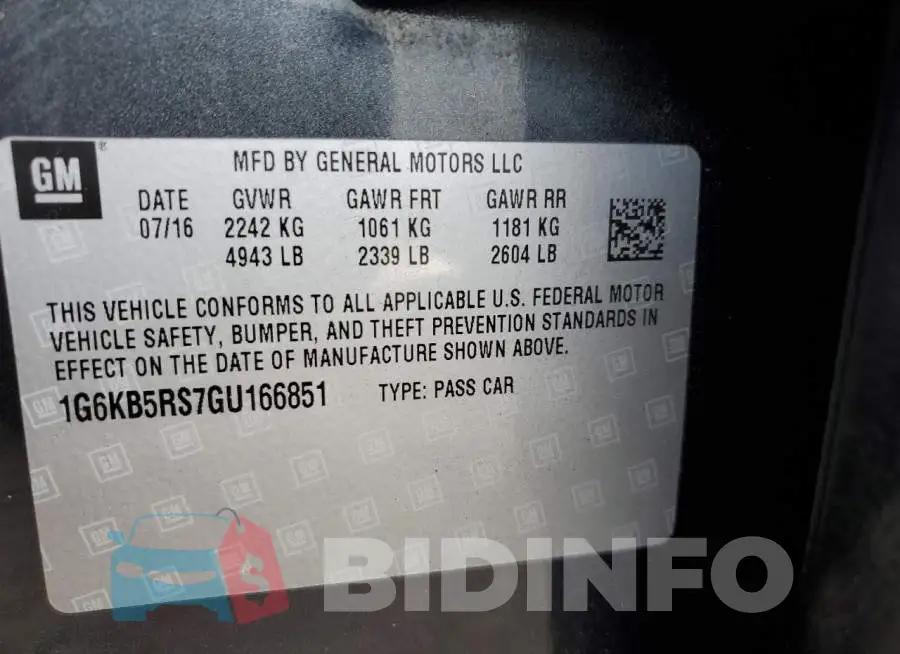 1G6KB5RS7GU166851 Photo# 13