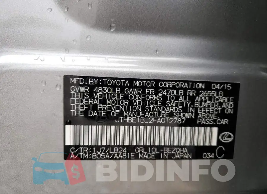 JTHBE1BL2FA012787 Photo# 13