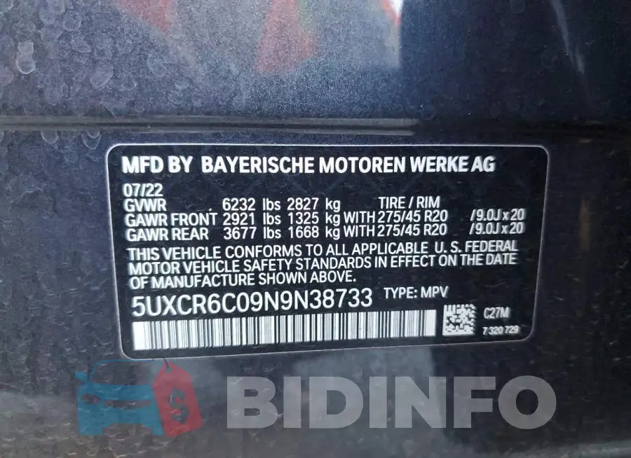 5UXCR6C09N9N38733 Photo# 13