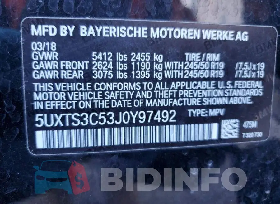 5UXTS3C53J0Y97492 Photo# 12
