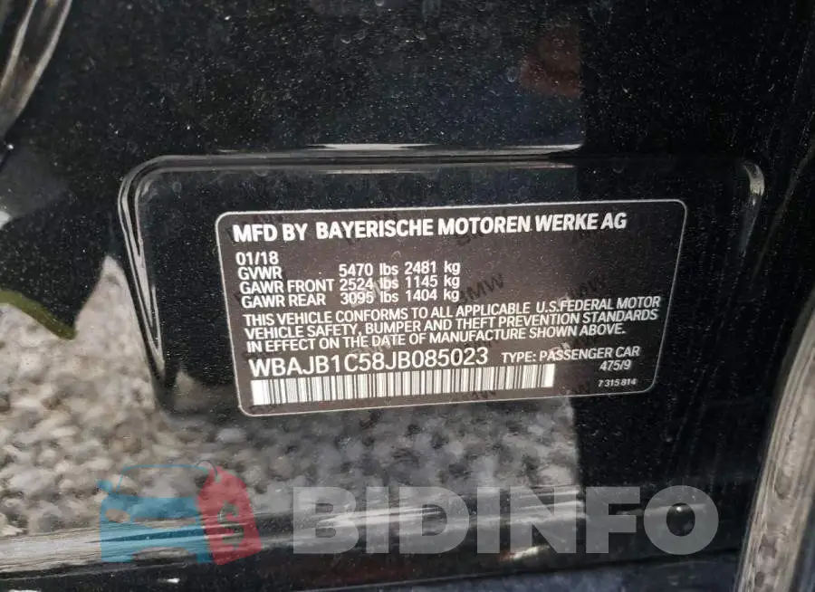WBAJB1C58JB085023 Photo# 13