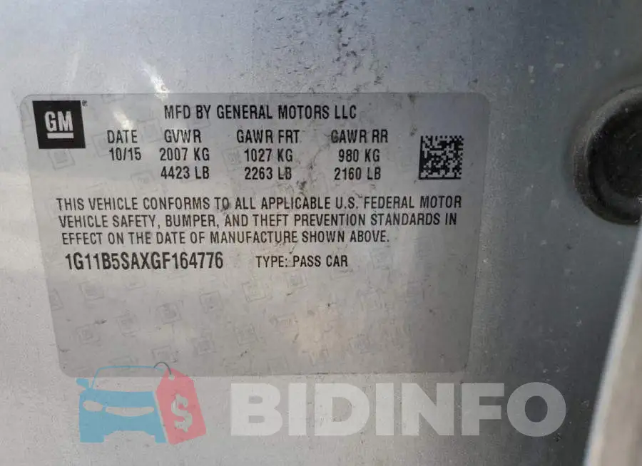 1G11B5SAXGF164776 Photo# 12