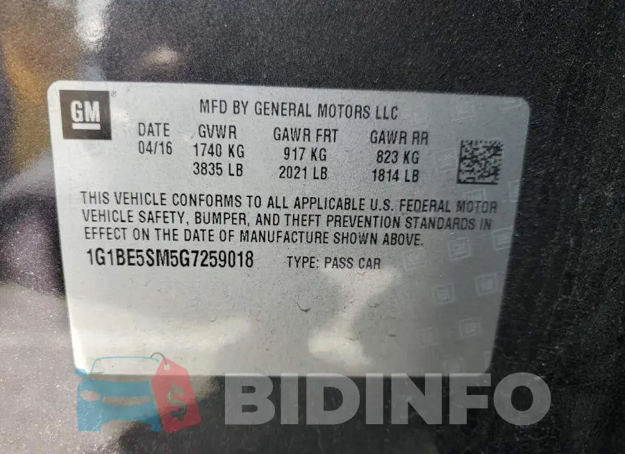 1G1BE5SM5G7259018 Photo# 13