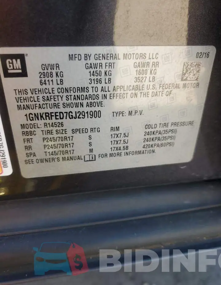 1GNKRFED7GJ291900 Photo# 12