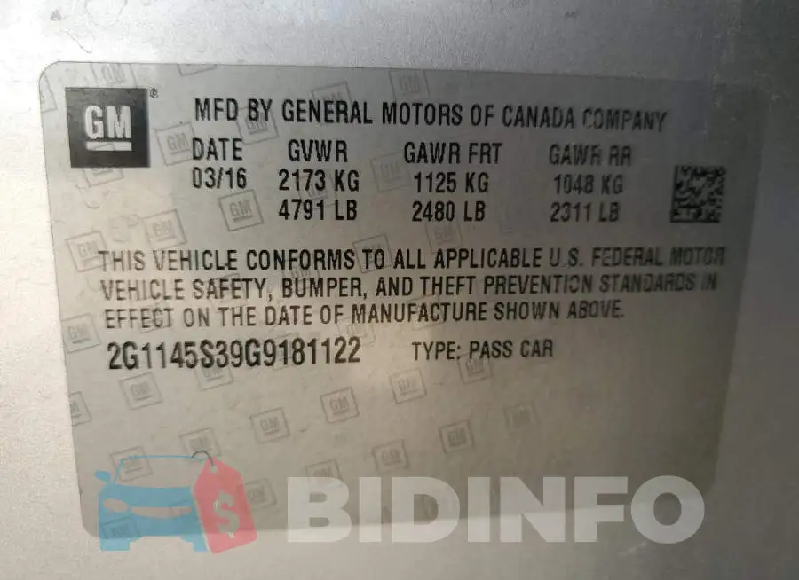 2G1145S39G9181122 Photo# 12