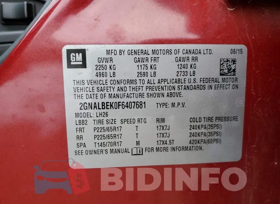 2GNALBEK0F6407681 Photo# 12