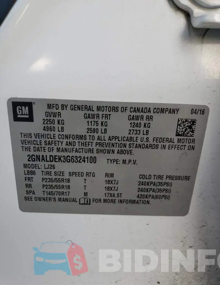 2GNALDEK3G6324100 Photo# 13