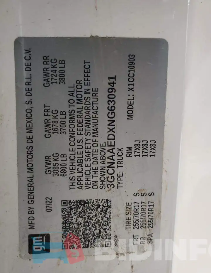 3GCNAAEDXNG630941 Photo# 12