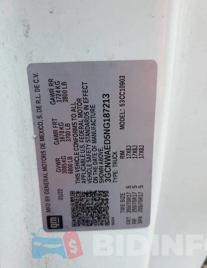 3GCNWAED5NG187213 Photo# 13