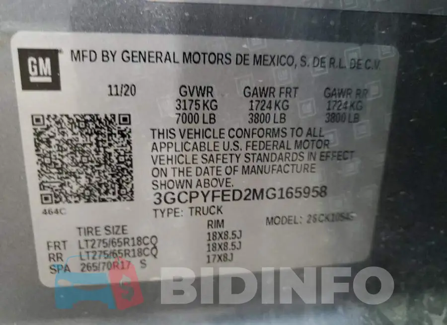 3GCPYFED2MG165958 Photo# 12