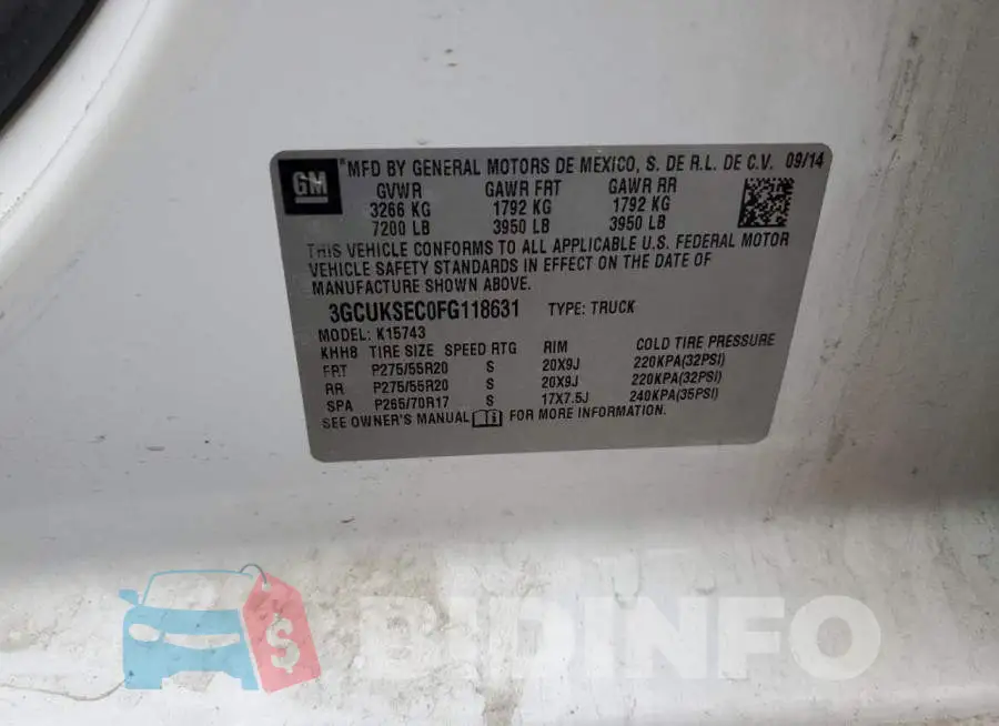 3GCUKSEC0FG118631 Photo# 12