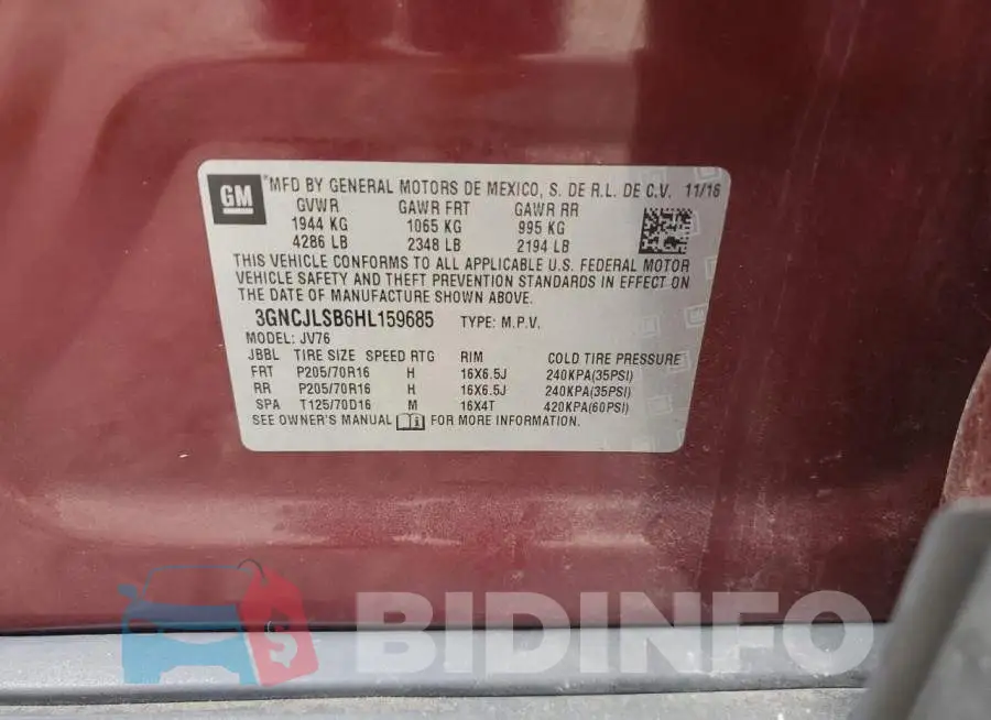 3GNCJLSB6HL159685 Photo# 14