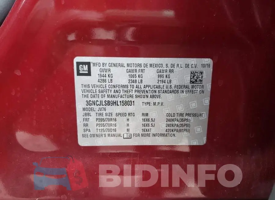 3GNCJLSB9HL158031 Photo# 13