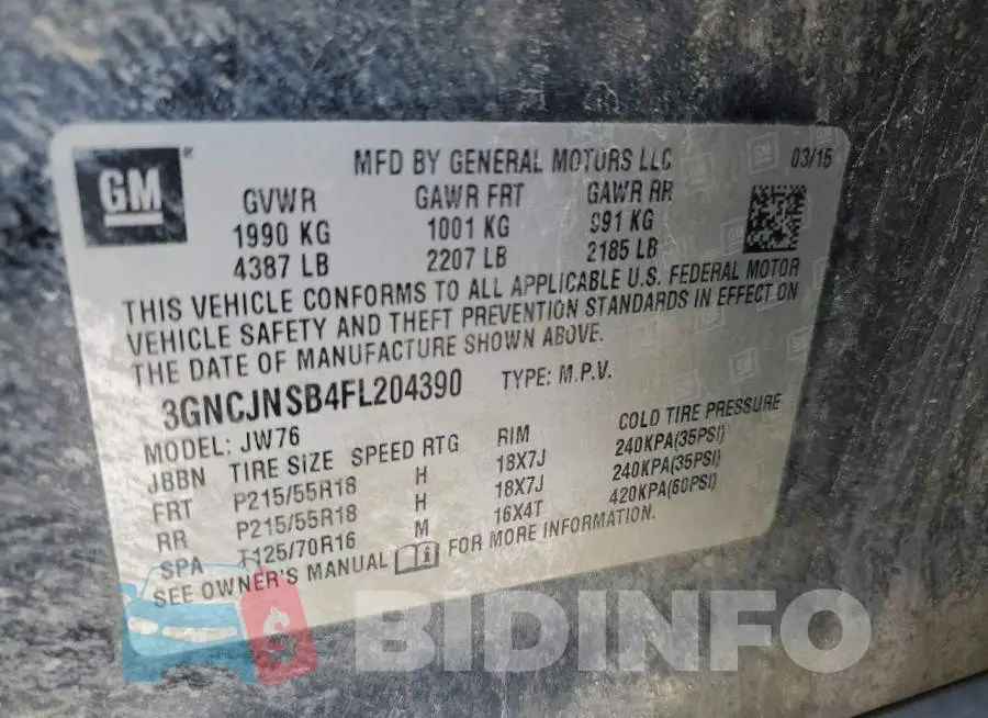 3GNCJNSB4FL204390 Photo# 13