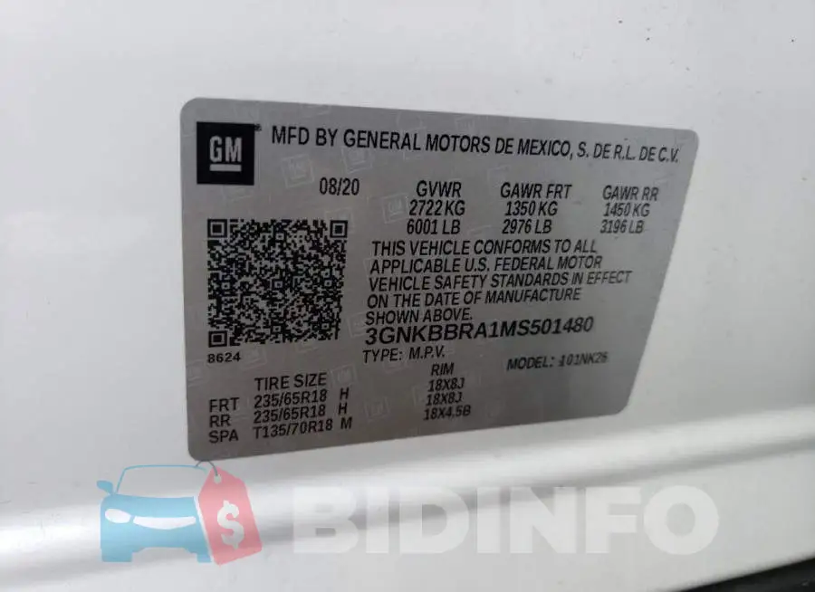 3GNKBBRA1MS501480 Photo# 14