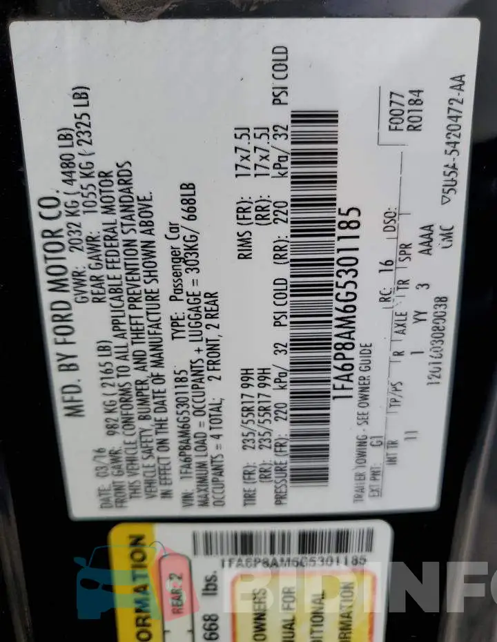 1FA6P8AM6G5301185 Photo# 12