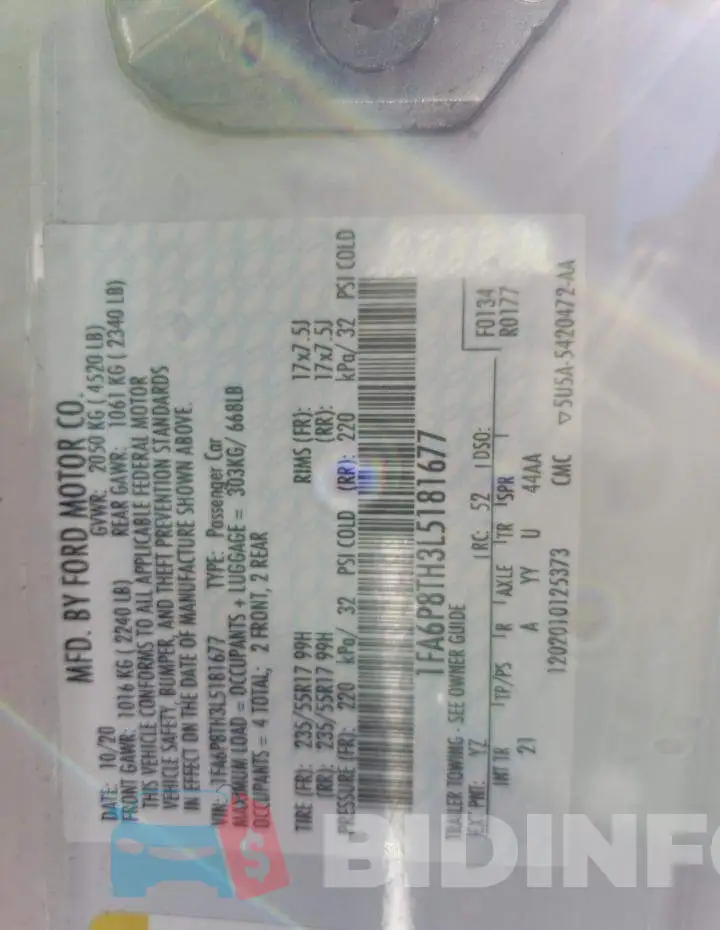 1FA6P8TH3L5181677 Photo# 12