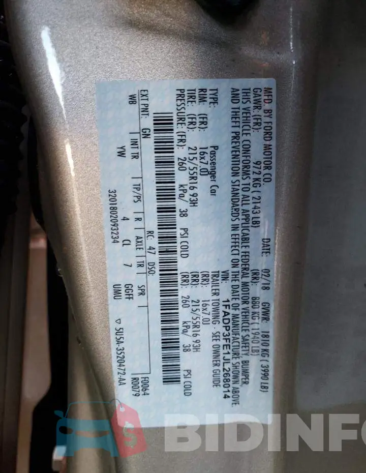 1FADP3FE1JL268014 Photo# 12