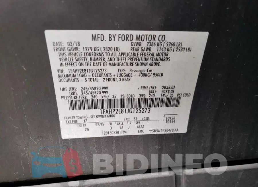 1FAHP2E81JG125273 Photo# 12