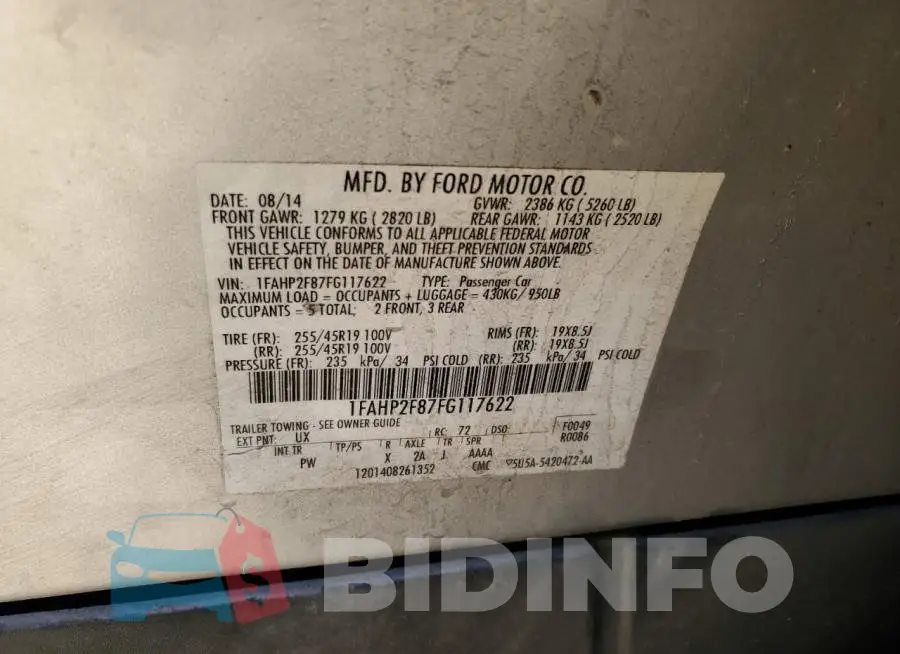 1FAHP2F87FG117622 Photo# 12