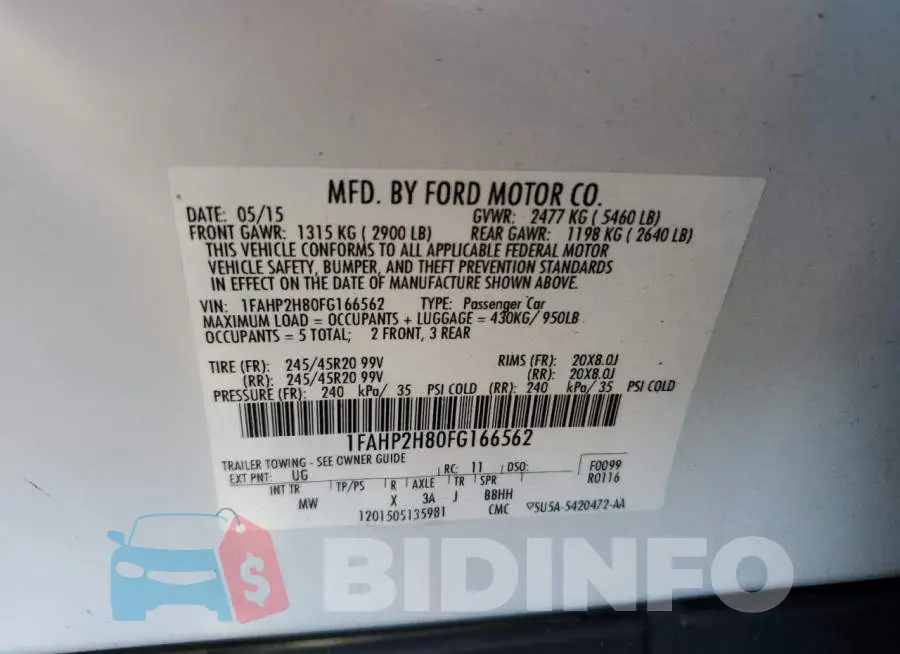 1FAHP2H80FG166562 Photo# 12