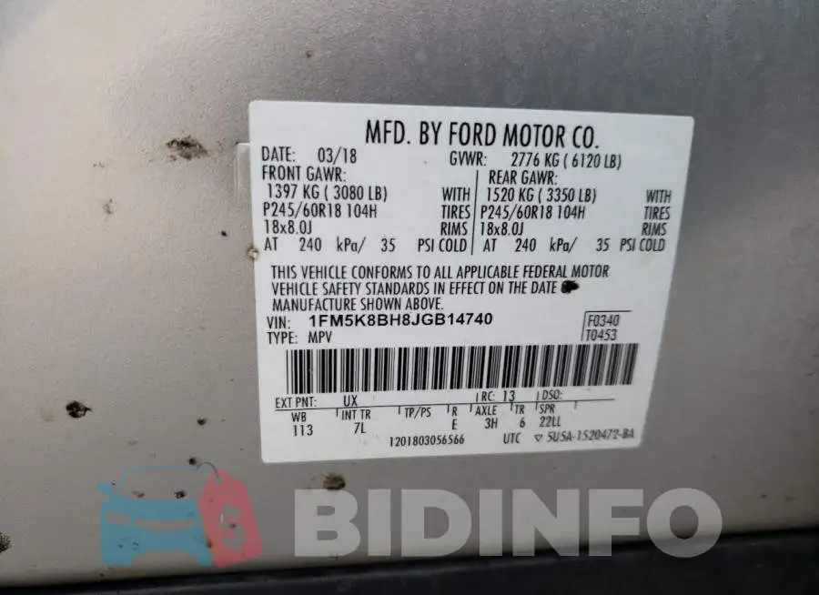 1FM5K8BH8JGB14740 Photo# 13