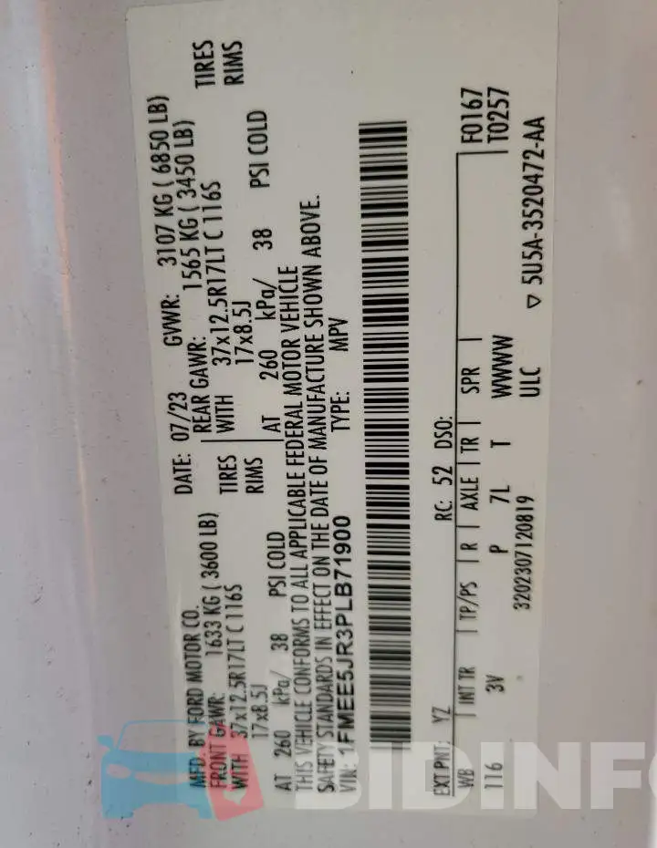 1FMEE5JR3PLB71900 Photo# 13