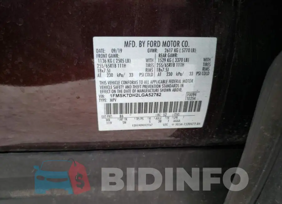 1FMSK7DH2LGA52782 Photo# 13