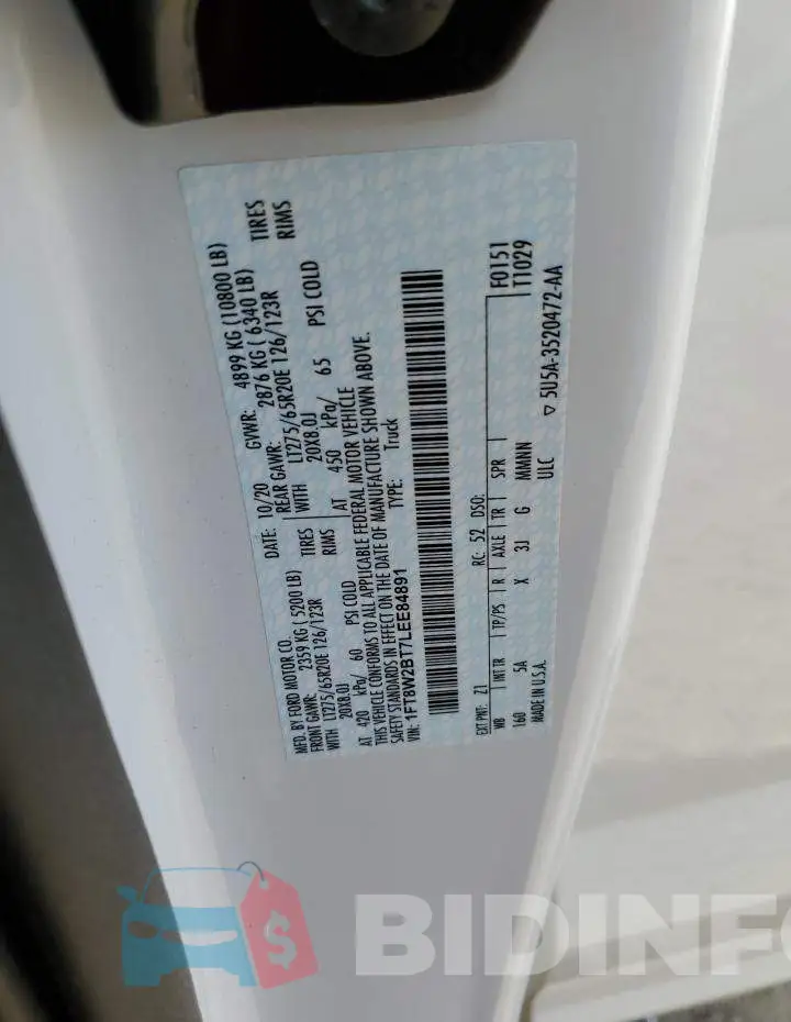 1FT8W2BT7LEE84891 Photo# 13