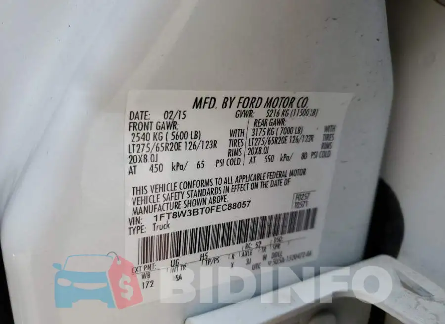1FT8W3BT0FEC88057 Photo# 12