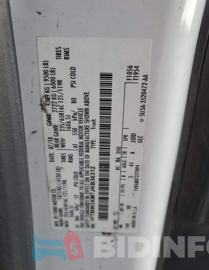 1FTBW3XM7JKB36312 Photo# 12