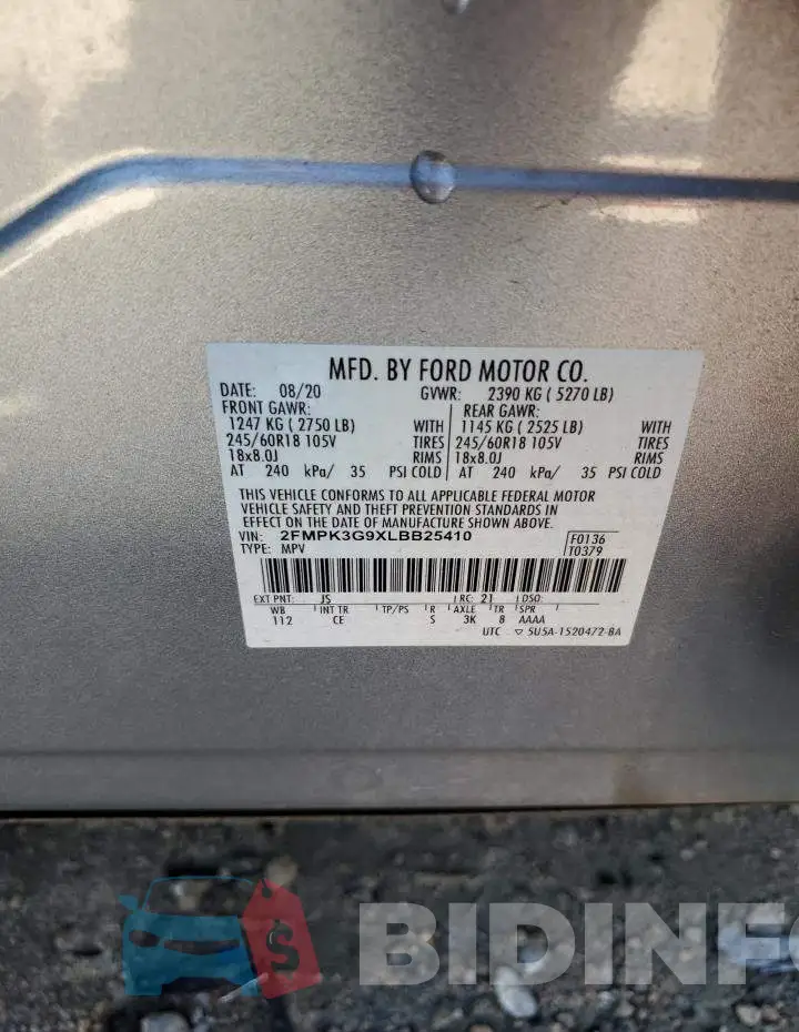 2FMPK3G9XLBB25410 Photo# 12