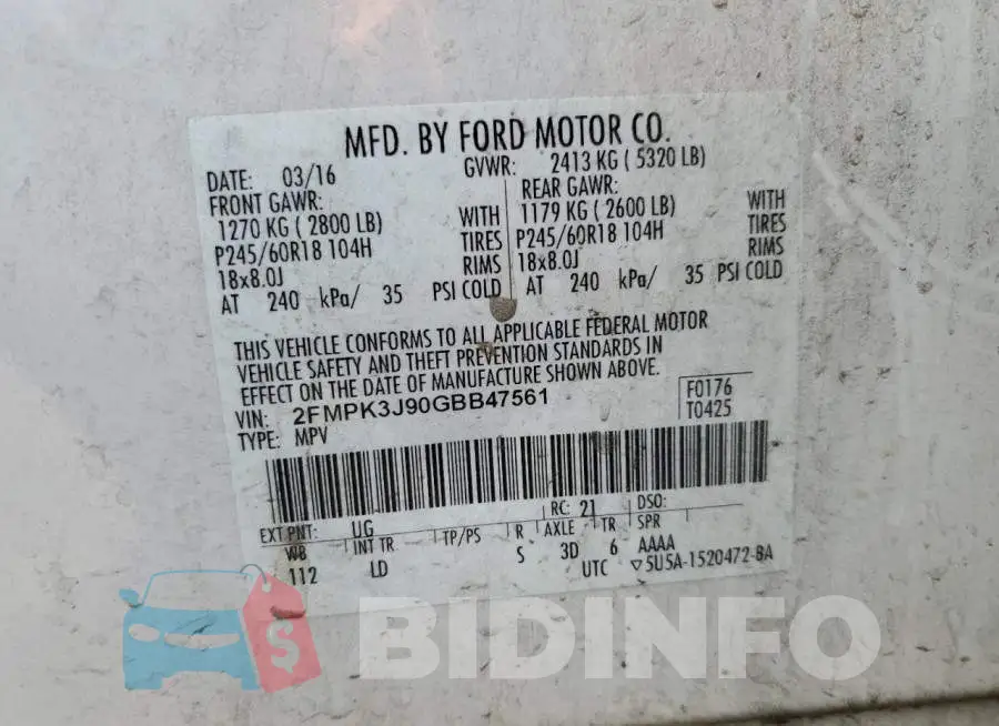 2FMPK3J90GBB47561 Photo# 13