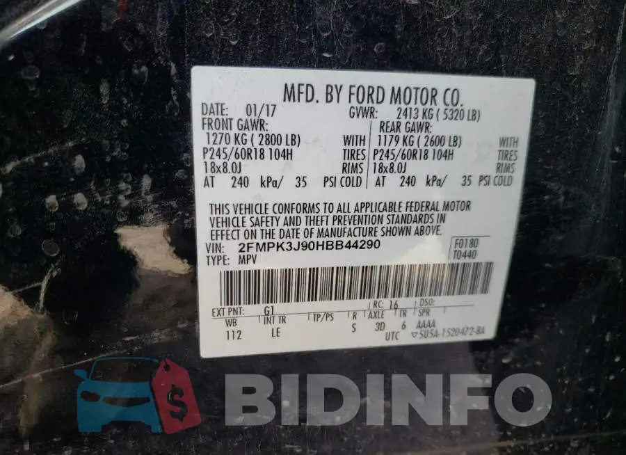 2FMPK3J90HBB44290 Photo# 14