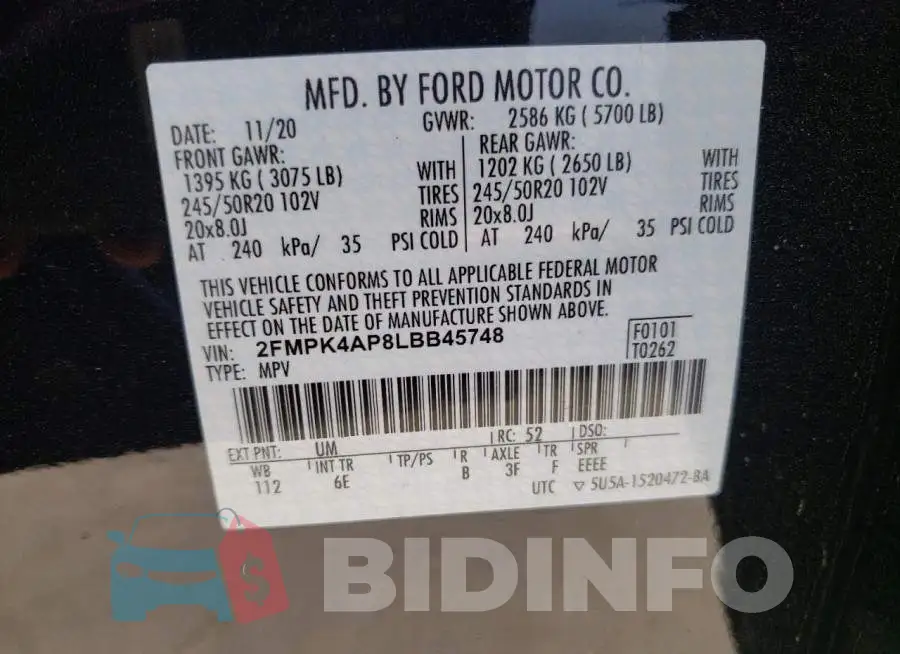 2FMPK4AP8LBB45748 Photo# 12