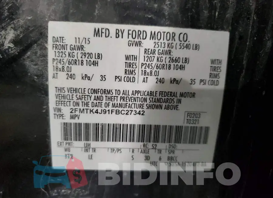 2FMTK4J91FBC27342 Photo# 12