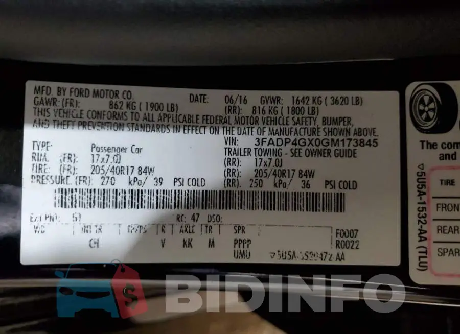 3FADP4GX0GM173845 Photo# 13