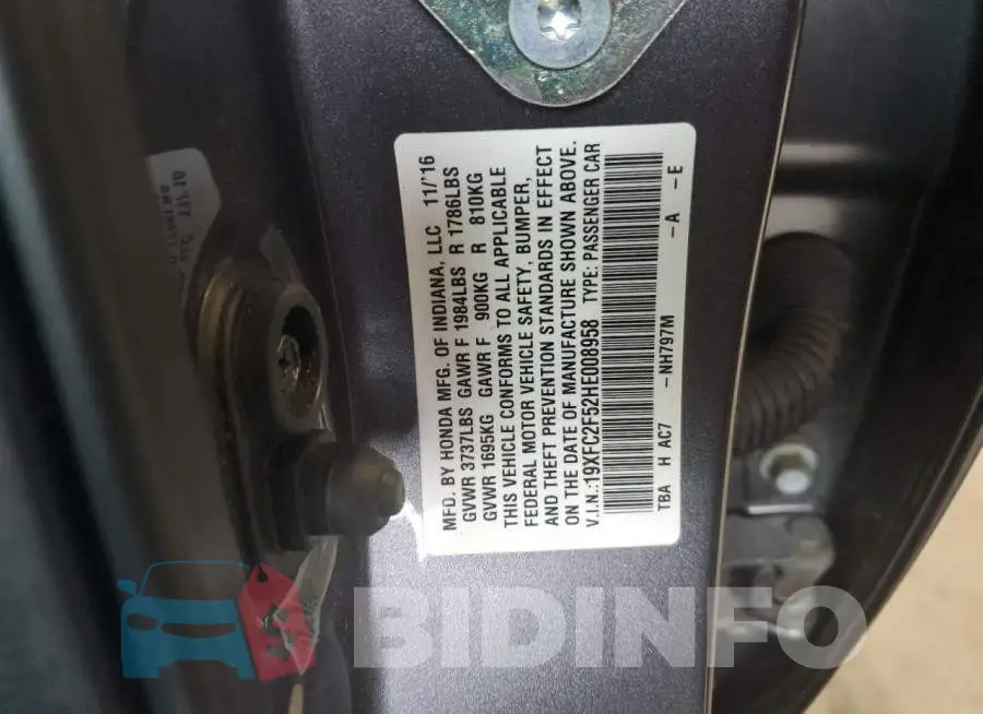 19XFC2F52HE008958 Photo# 12