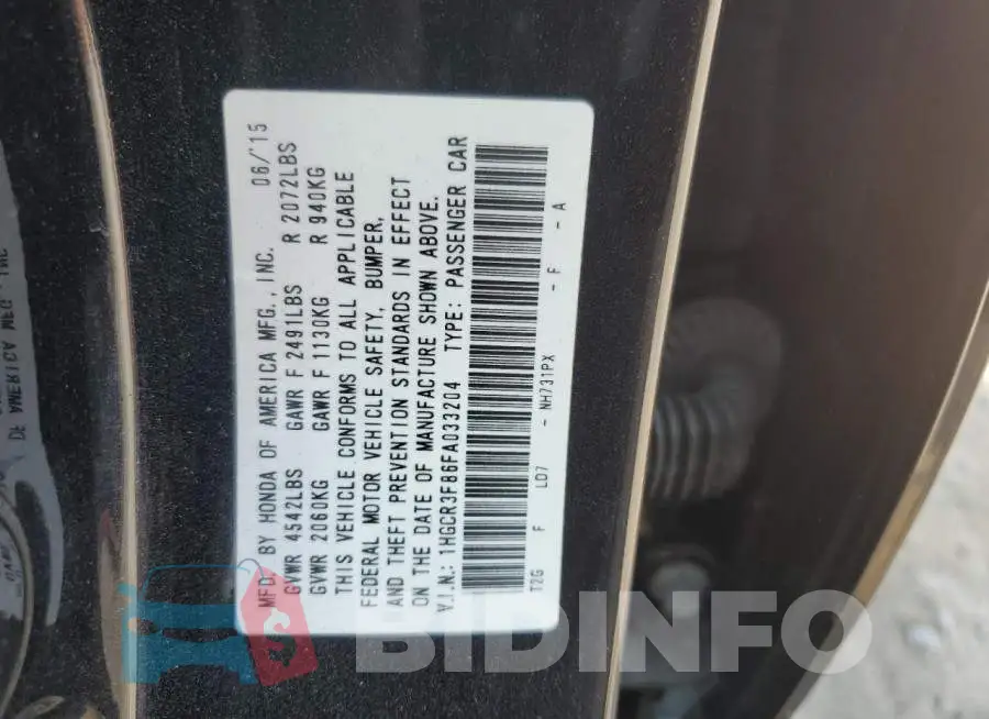 1HGCR3F86FA033204 Photo# 12