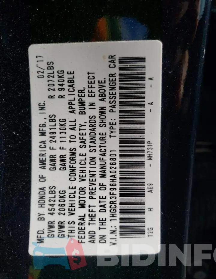 1HGCR3F96HA026801 Photo# 12