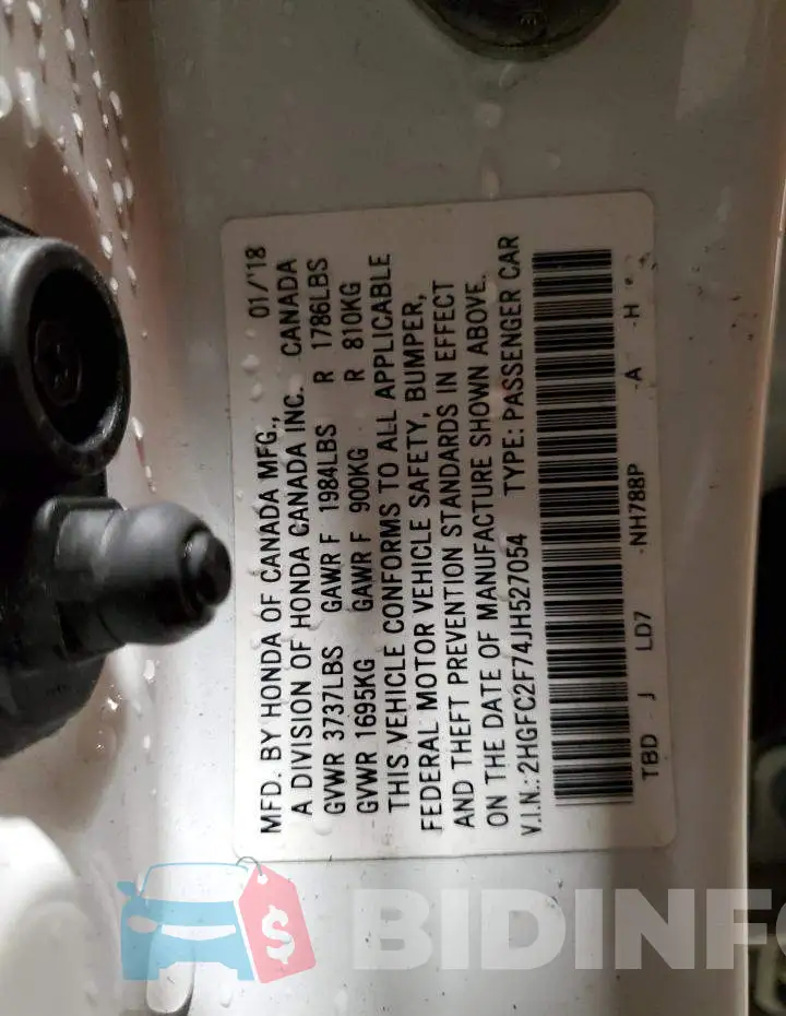 2HGFC2F74JH527054 Photo# 12