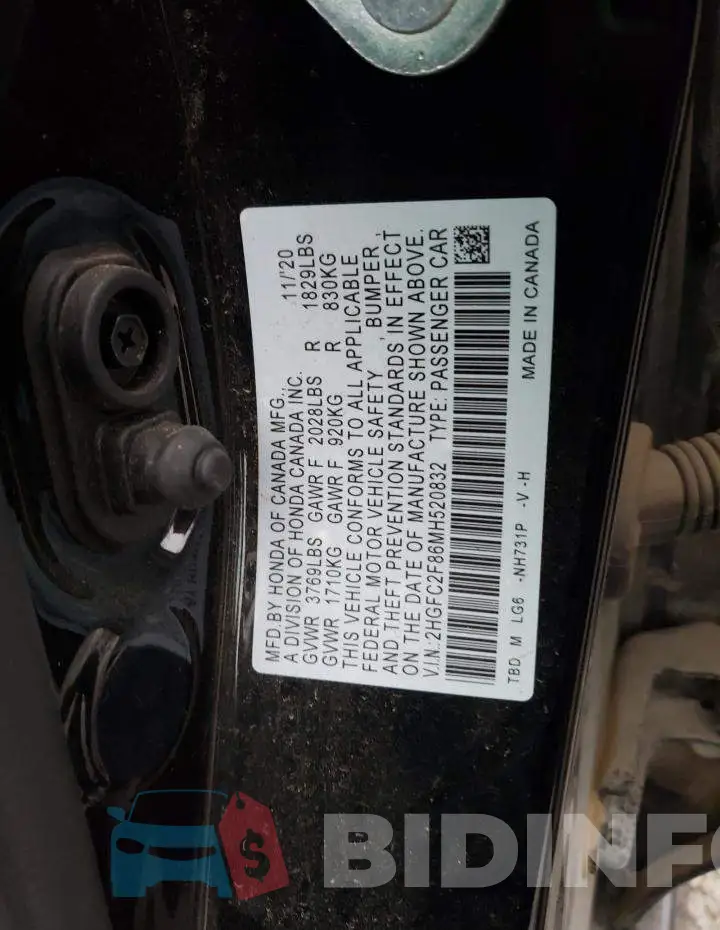 2HGFC2F86MH520832 Photo# 12