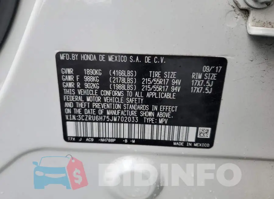 3CZRU6H75JM702033 Photo# 13